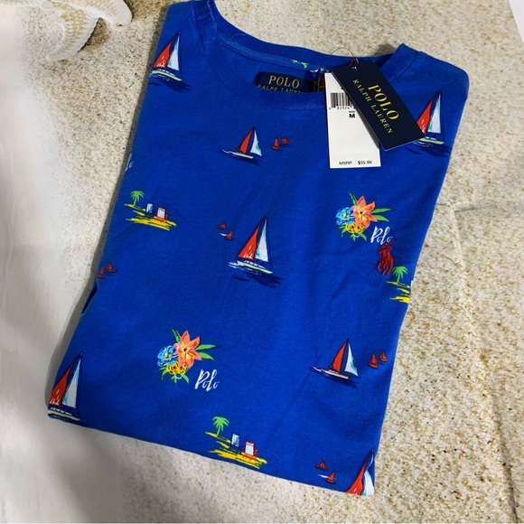 NWT Polo Ralph Lauren Classic-Fit Tropical Print Jersey Short-Sleeve Tee - Picture 4 of 5
